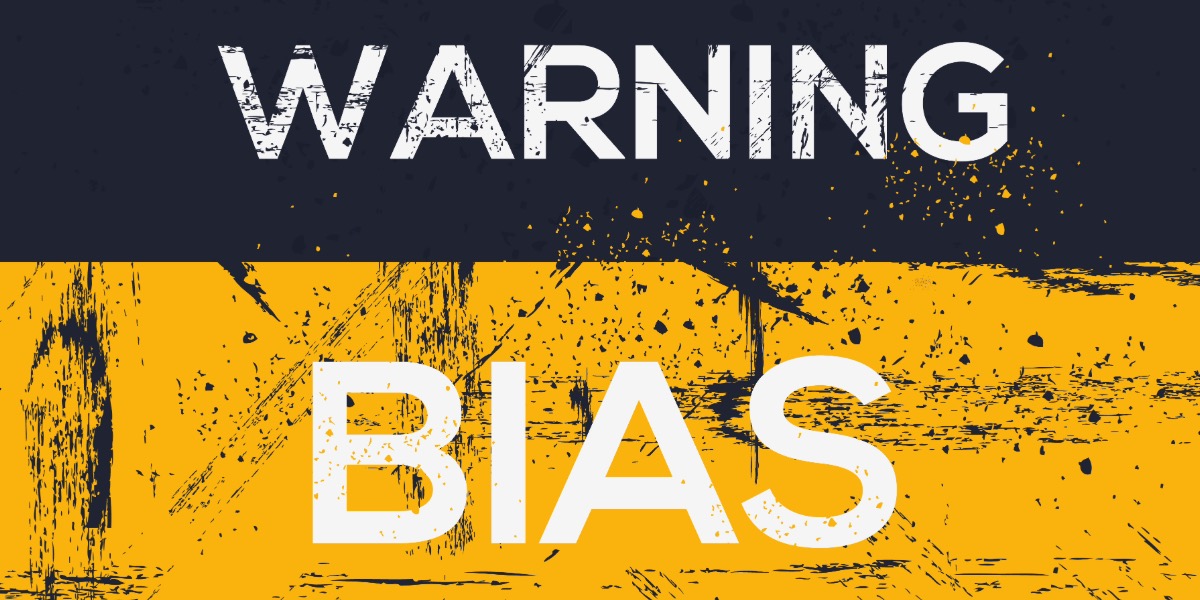Black and yellow image with warning bias overlayed representing media bias