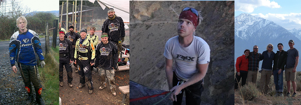 Charles Randolph rock climbing playing paintball and riding motorcycles