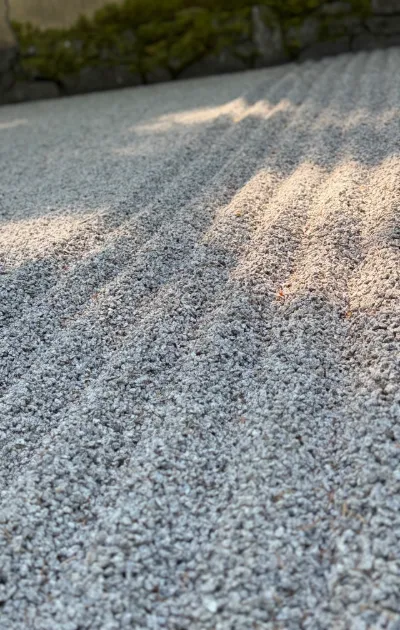 Pebbles in pattern – To Speak Online Japanese garden representing the Poetry of Charles Randolph Little Big Things