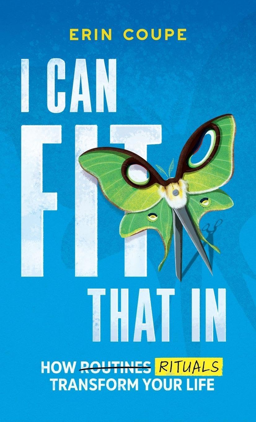 Version 100 – To Speak Online Book cover with a bright blue background, bold white letters and a green butterfly over the text, subtitle reads 'How routines transform your life'.