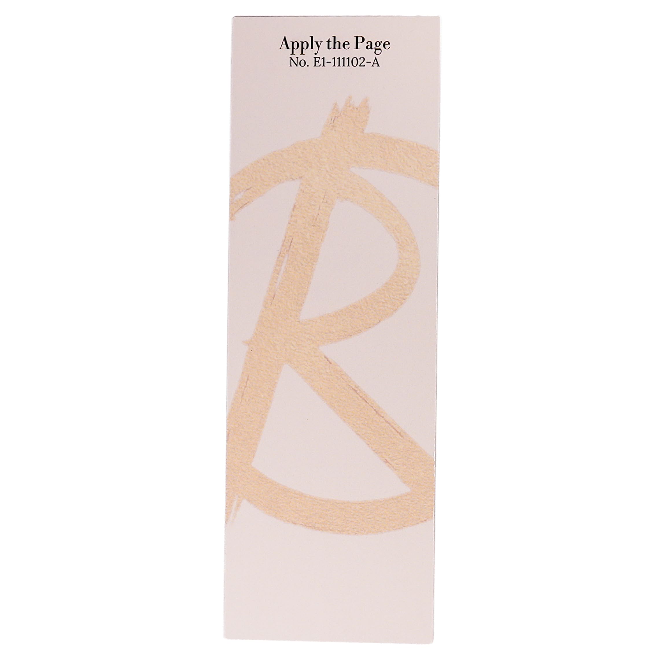 Version 100 – To Speak Online Tag with printed instruction 'Apply the Page No. E1-11102-A' and a beige textured curved design across the lower half.