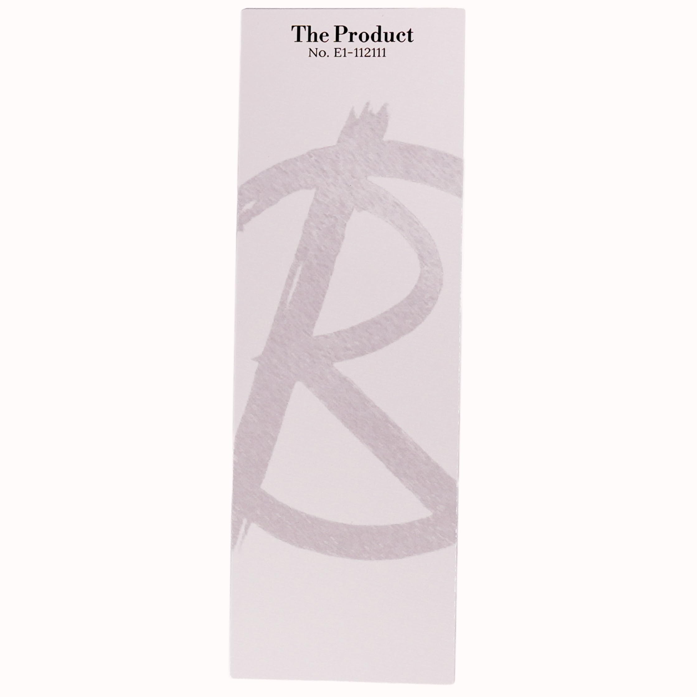 Version 100 – To Speak Online Product label reading 'The Product No. E1-112111' with a faint curved background illustration behind the text (vertical card).