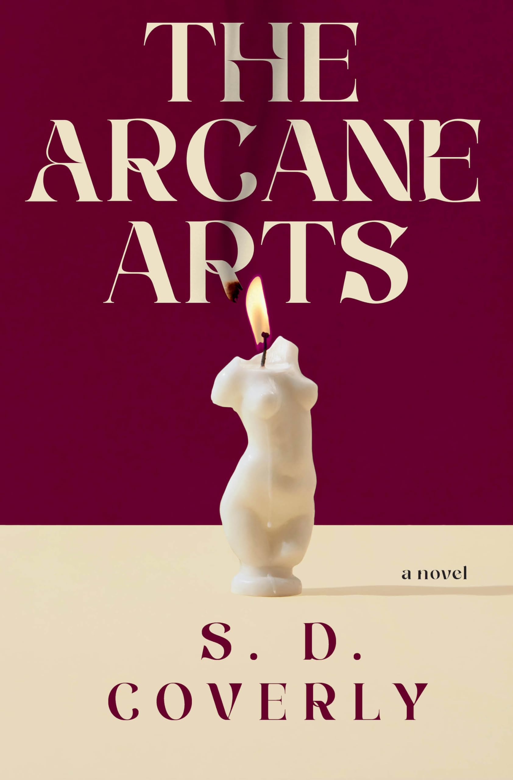 Version 100 – To Speak Online Book cover for 'The Arcane Arts': a lit candle against a burgundy and cream two-tone background.