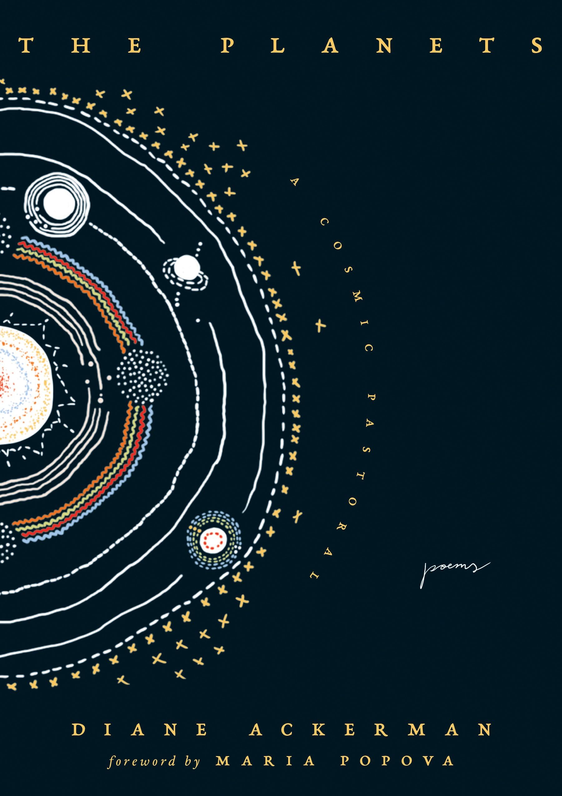 Version 100 – To Speak Online Book cover titled 'The Planets' by Diane Ackerman with a dark blue cosmic illustration and gold text.