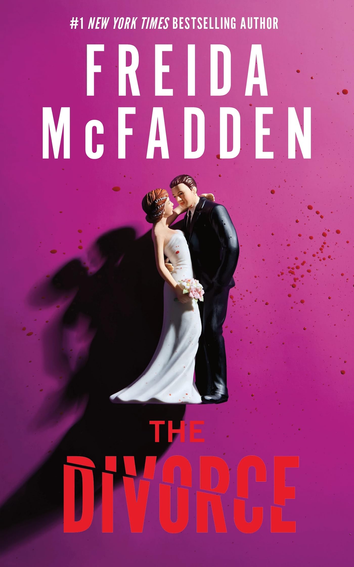 Version 100 – To Speak Online Book cover for The Divorce by Freida McFadden; pink background with a bride and groom figurine at the bottom.