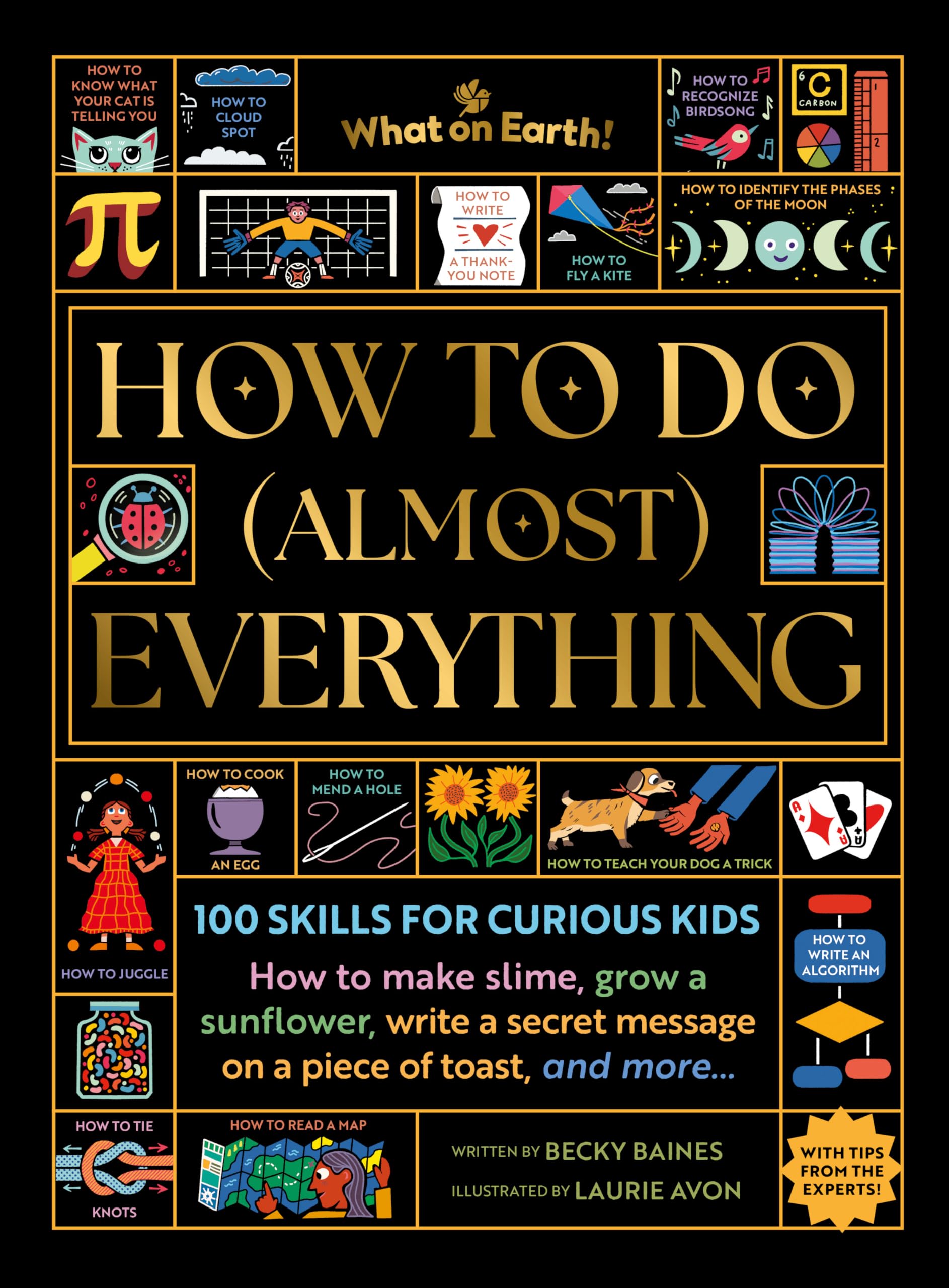 Version 100 – To Speak Online How to Do (Almost) Everything — decorative gold lettering with a bordered layout and small illustrated icons around the edges.
