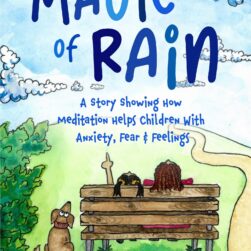 Version 100 – To Speak Online Cover of a children’s book titled 'Magic of Brain' in blue letters, with clouds and sky background; subtitle mentions meditation helping kids with anxiety and feelings.