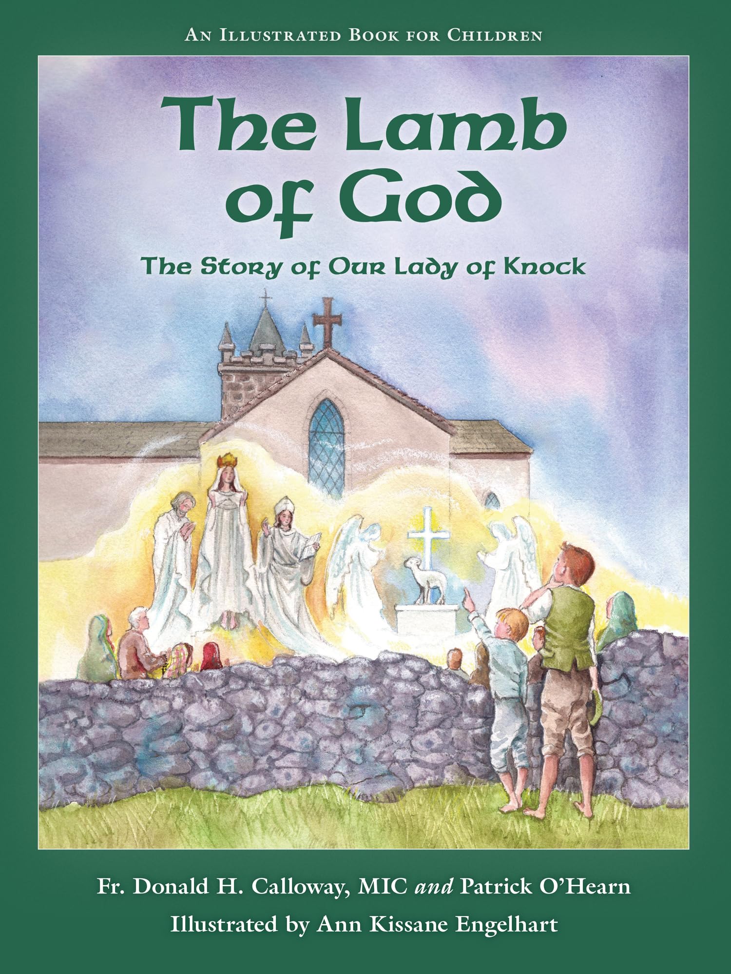 Version 100 – To Speak Online Cover of a children's illustrated book, titled 'The Lamb of God,' depicting a church scene with angels and people gathered around a bright glow.