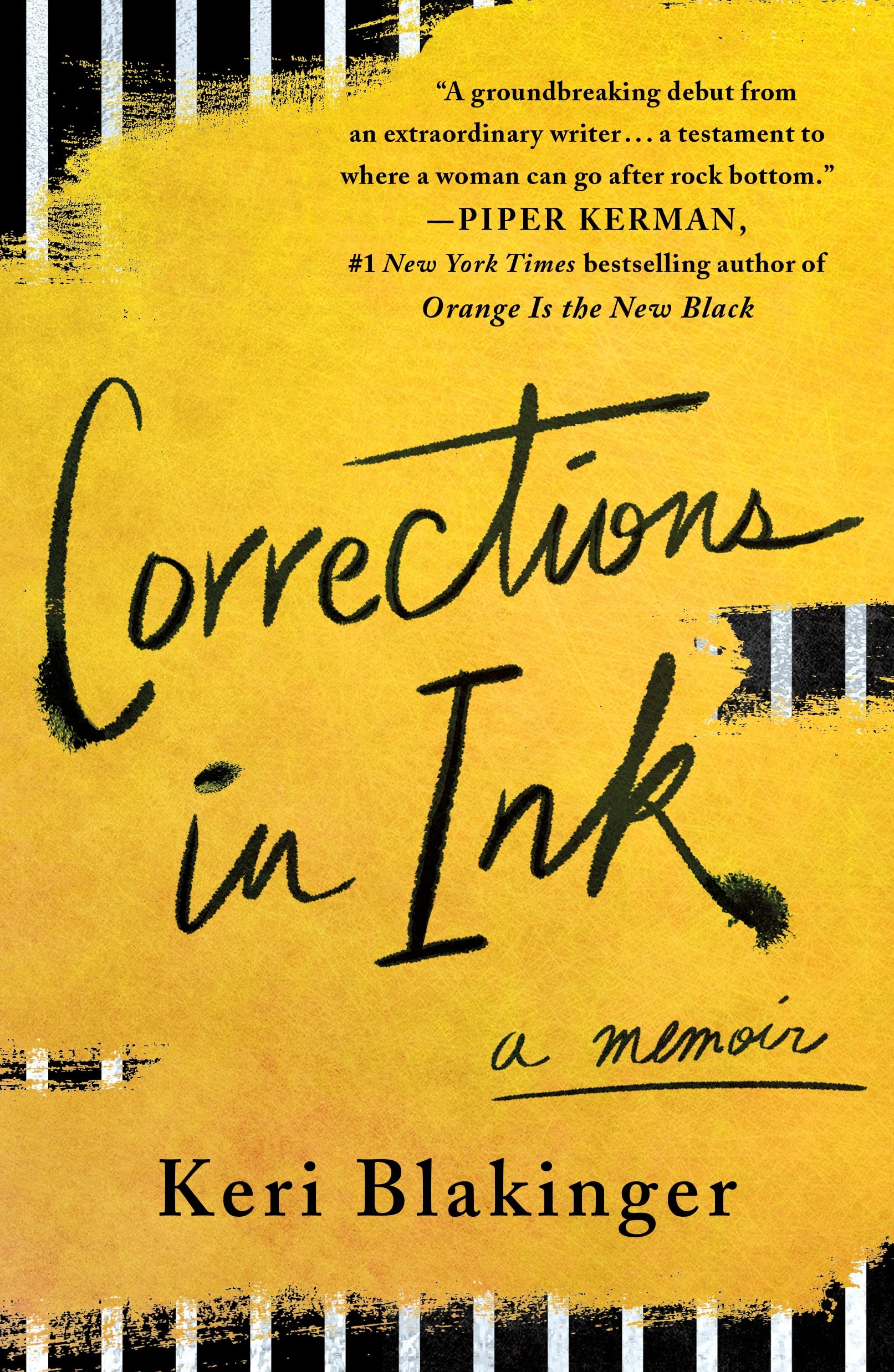 Version 100 – To Speak Online Book cover for Conversations in Ink by Keri Blakinger, with a bright yellow textured background and handwritten script title in black, plus a quotation near the top.